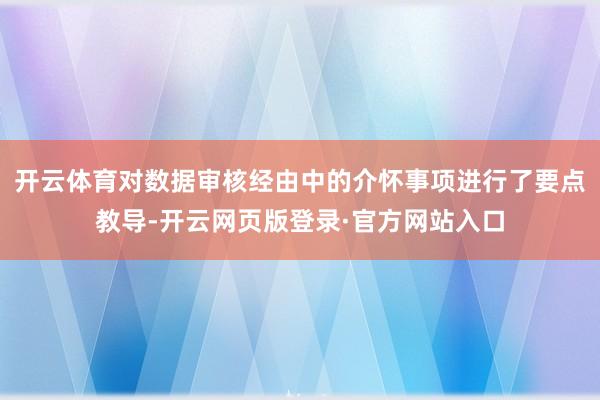 开云体育对数据审核经由中的介怀事项进行了要点教导-开云网页版登录·官方网站入口